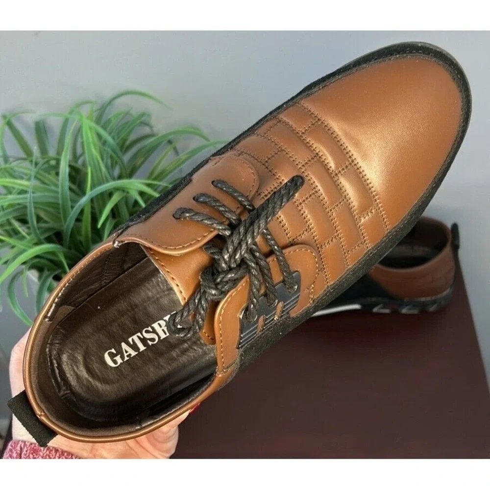 Gatsby Mens Brown Black Quilted Two Tone Dress Sneakers Oxfords EU 43 US 10‎